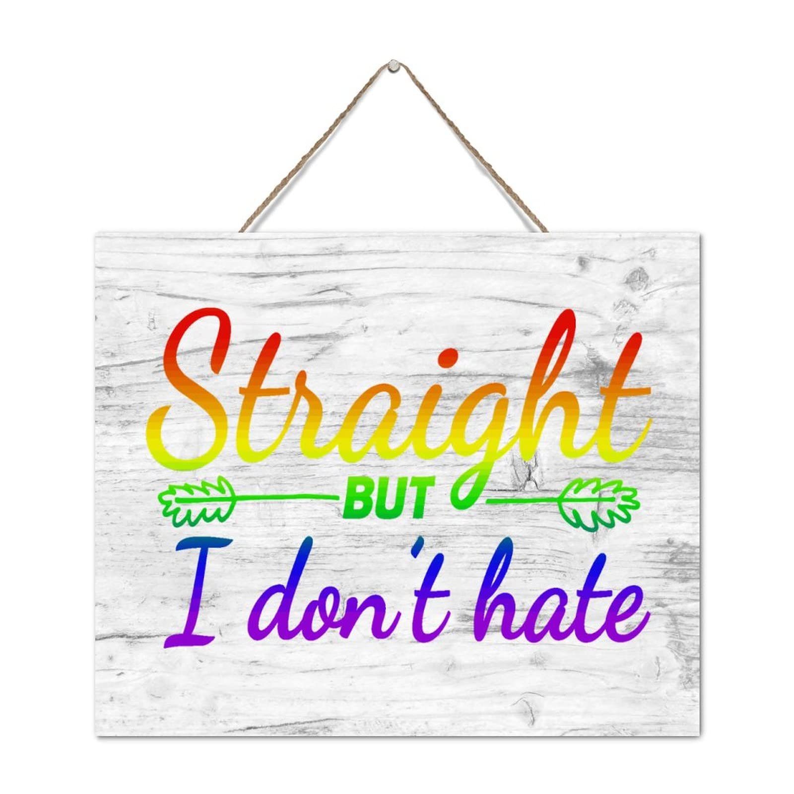Plaque murale moderne en bois Straight But I Don't Hate 25x30 cm pour deco chambre et fenetre