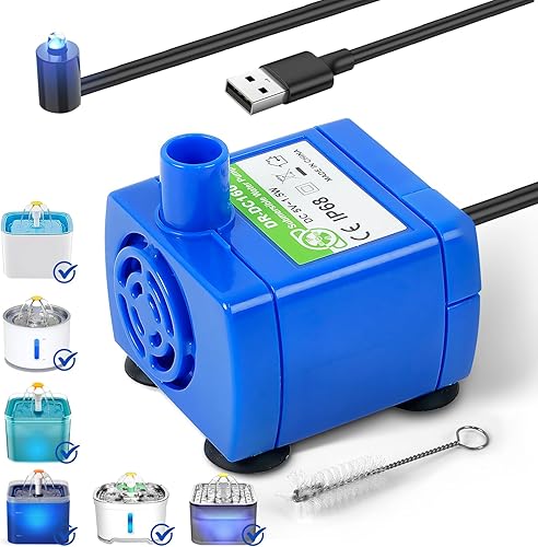 IP68 DR-DC160 Bomba de agua sumergible para gatos Bomba de fuente de agua para cerámica Tritone, acero inoxidable, fuentes redondas para gatos,