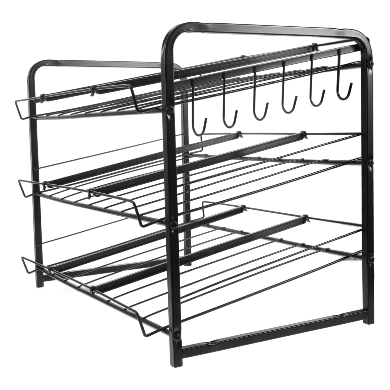 Alipis Organizador Apilable para Latas de 3 Niveles, Estante Multiusos de Cocina, Diseño Ajustable, Resistente Plástico Negro, para Despensa y Almacenamiento de Alimentos, Dispensador