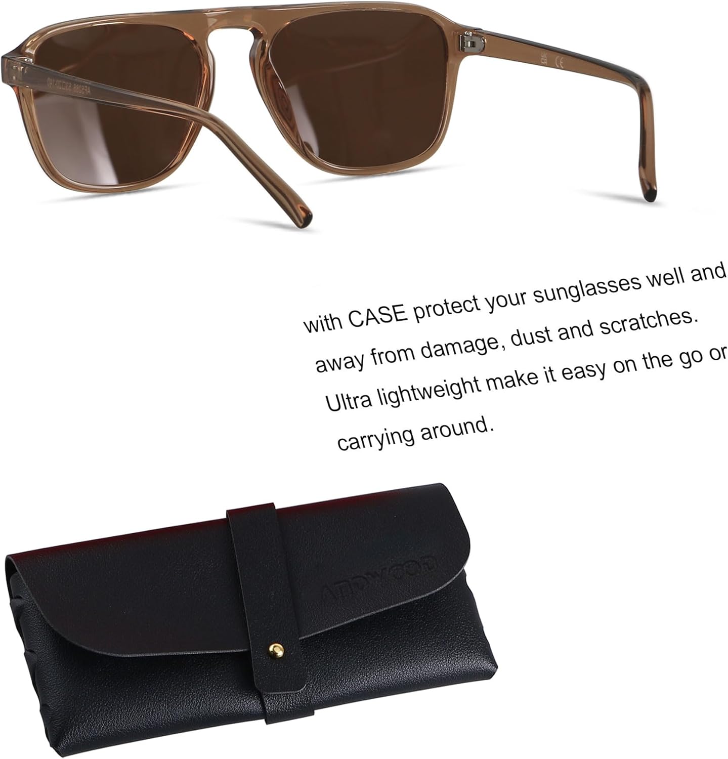 ANDWOOD Square Aviator Sunglasses Polarized Mens Womens UV Protection Sun glasses - Image 2