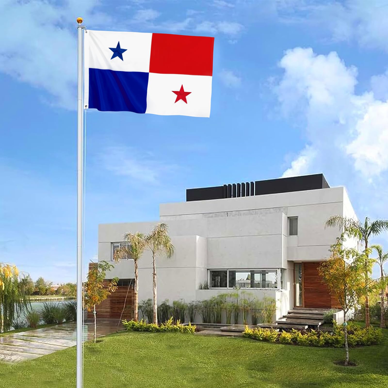 Panama-Flagge 90 X 150 Cm – Aus Strapazierfähigem Nylon, Genähte Streifen, Mit Messingösen, Für Innen & Außen