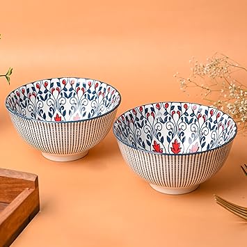 Market99 Geomatry Bowl Set of 2 (650Ml) | Katori/Bowls for Vegetable, Cereals,Small Serving Bowl for Home Kitchen Dining Table