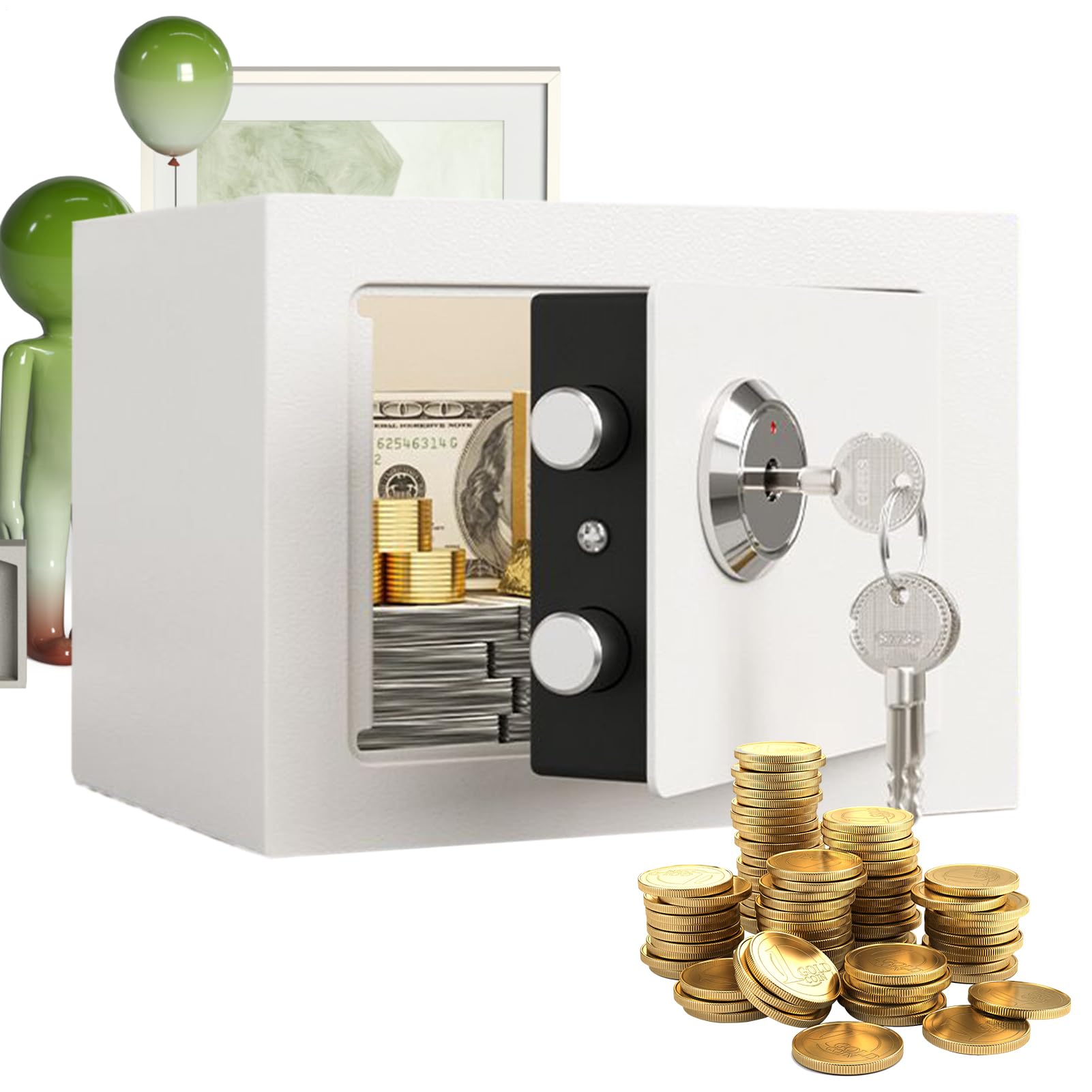 Caja de seguridad | Caja de seguridad pequeña antirrobo con para monedas | Caja de dinero ignífuga para objetos de, joyas, apartamentos, casa, escritorio, armario, equipaje, viaje, hotel