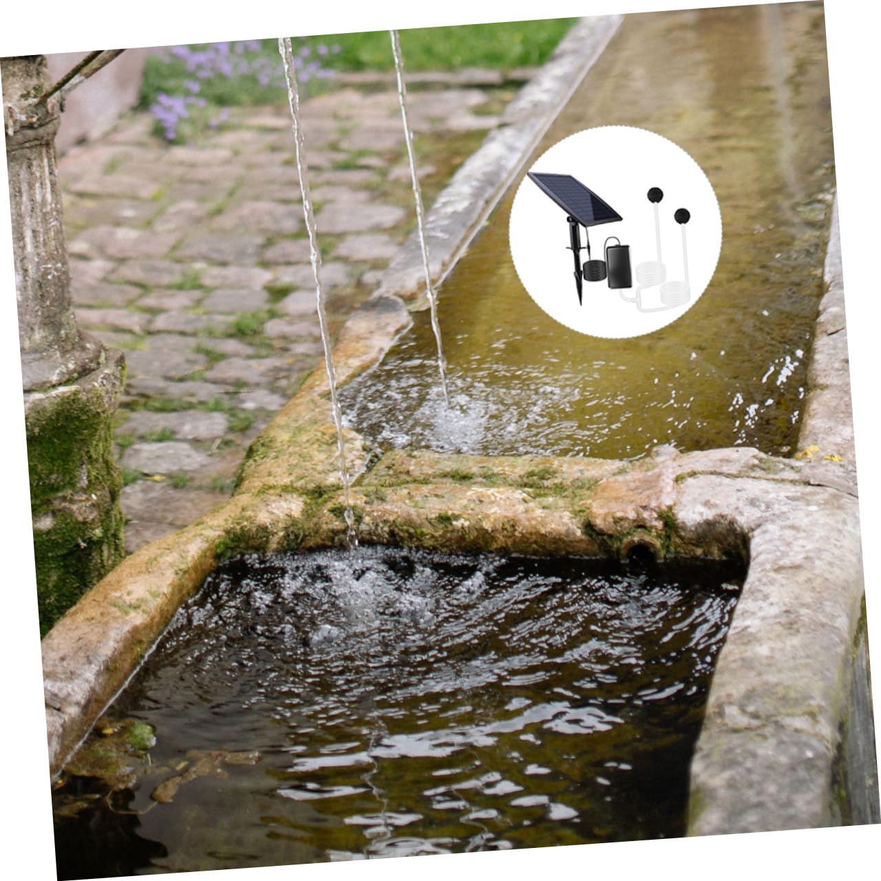 Hemobllo Solar Sauerstoffpumpe für Teich und Aquarium Tragbar 1 L/min 1800 Mah Leiser Belüfter für Außenbereich