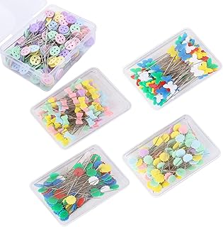 500 Pcs Flat Button &Flower Head Pins,Straight Pins, Quilting Pins with Cases