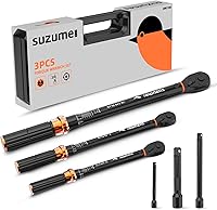 SUZUME 3-Piece Torque Wrench Set 1/4" 3/8" 1/2" Drive ±3% Accuracy Bi-Directional 72-Tooth Click Wrenches for Bike Motorcycle Car Repair