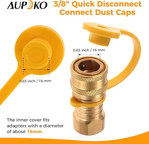 Miniatura 2 de Aupoko Cubierta de tapón de desconexión rápida de gas natural de propano LP, tapa antipolvo de goma de conexión rápida de 38 pulgadas de gas natural