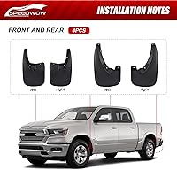 Vista 5 de Guardabarros de lodo SPEEDWOW Ajuste para 2009-2022 Ram 1500/Ram 1500 Classic, 2010-2018 Ram 2500/3500 sin (con) guardabarros de fábrica, juego de 4