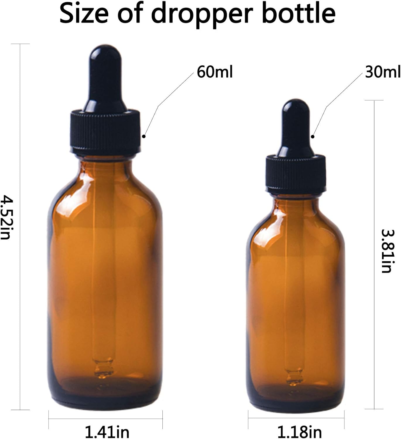 Easeen 48 Pack 2oz Amber Glass Dropper Bottles, Eye Dropper Bottles with Glass Droppers for Essential Oils, Perfumes : Industrial & Scientific