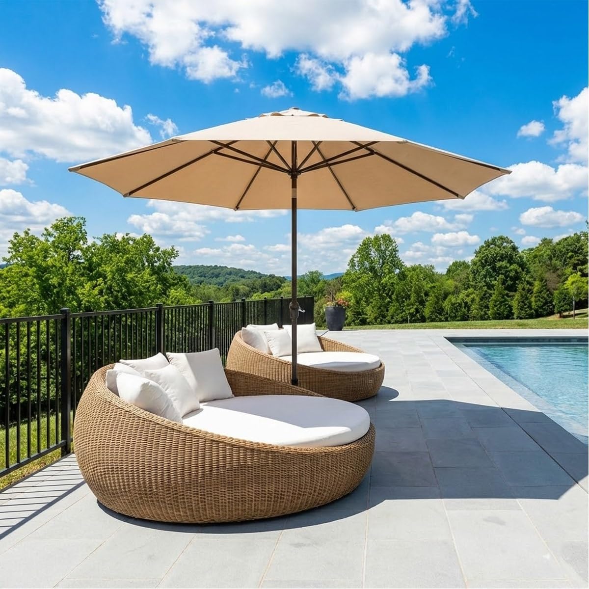 Replacement Canopy for Patio Umbrella 7/8/9/10ft 6/8 Ribs, Outdoor Cantilever Offset Hanging Sunshade Cover, Waterproof UV Protection Fabric, Parasol Top Replacement Cloth