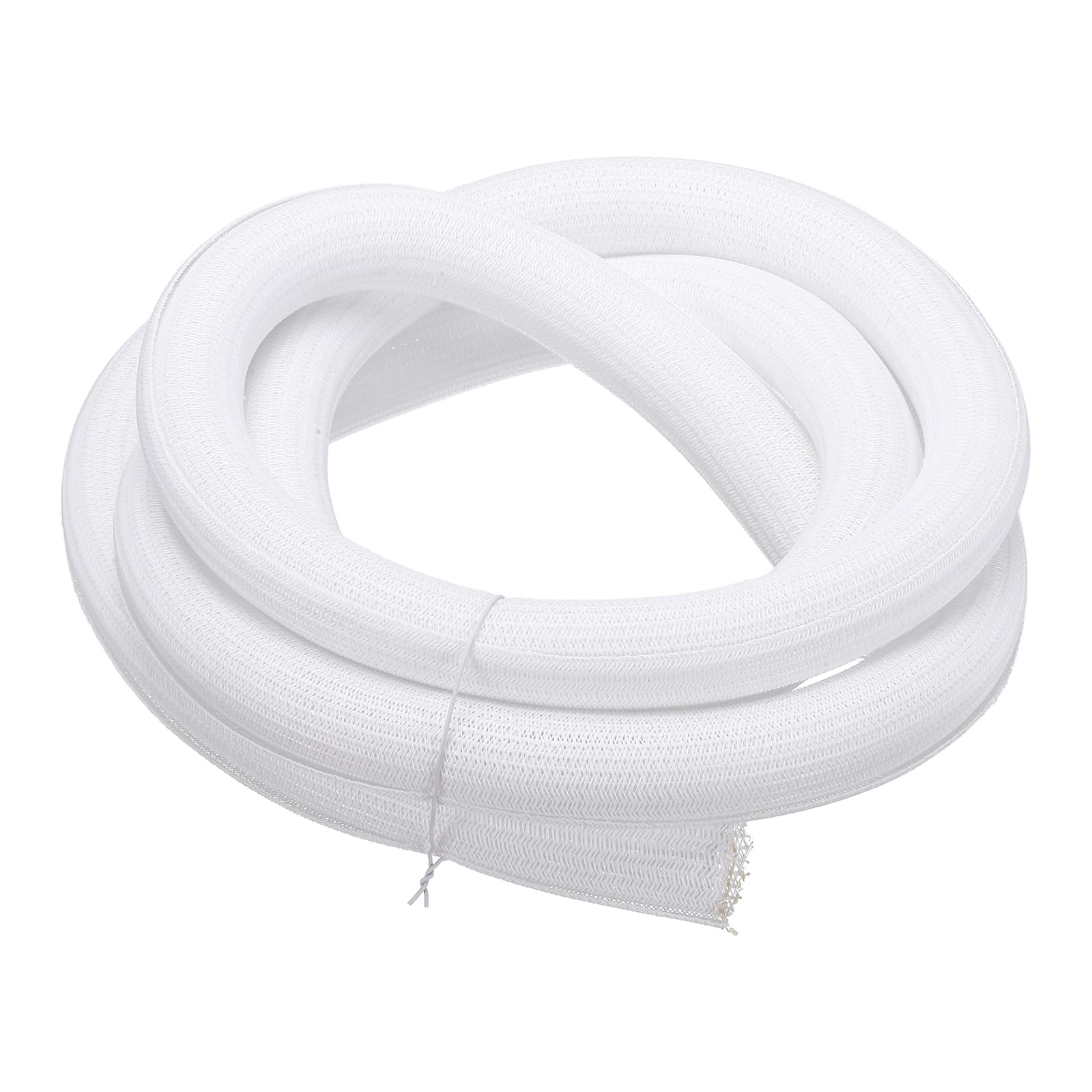 sourcing map Split Sleeve Wire Loom 1-1/2" 10Ft White Self Wrapping Braided Sleeve UL94-V2 Fireproof PET Sleeving for Automotive, Home Cable Management