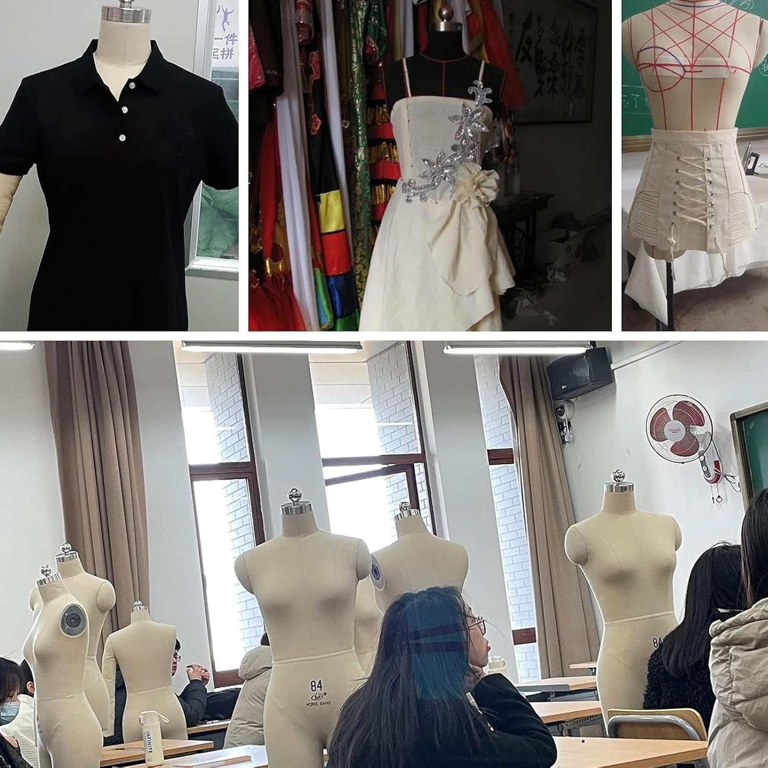 L-Model 84 Black Female Mannequin Dress Form - Adjustable Pinnable Sewing Torso with Metal Wheels, Perfect for Tailoring, Displaying Clothes & Fashion Design