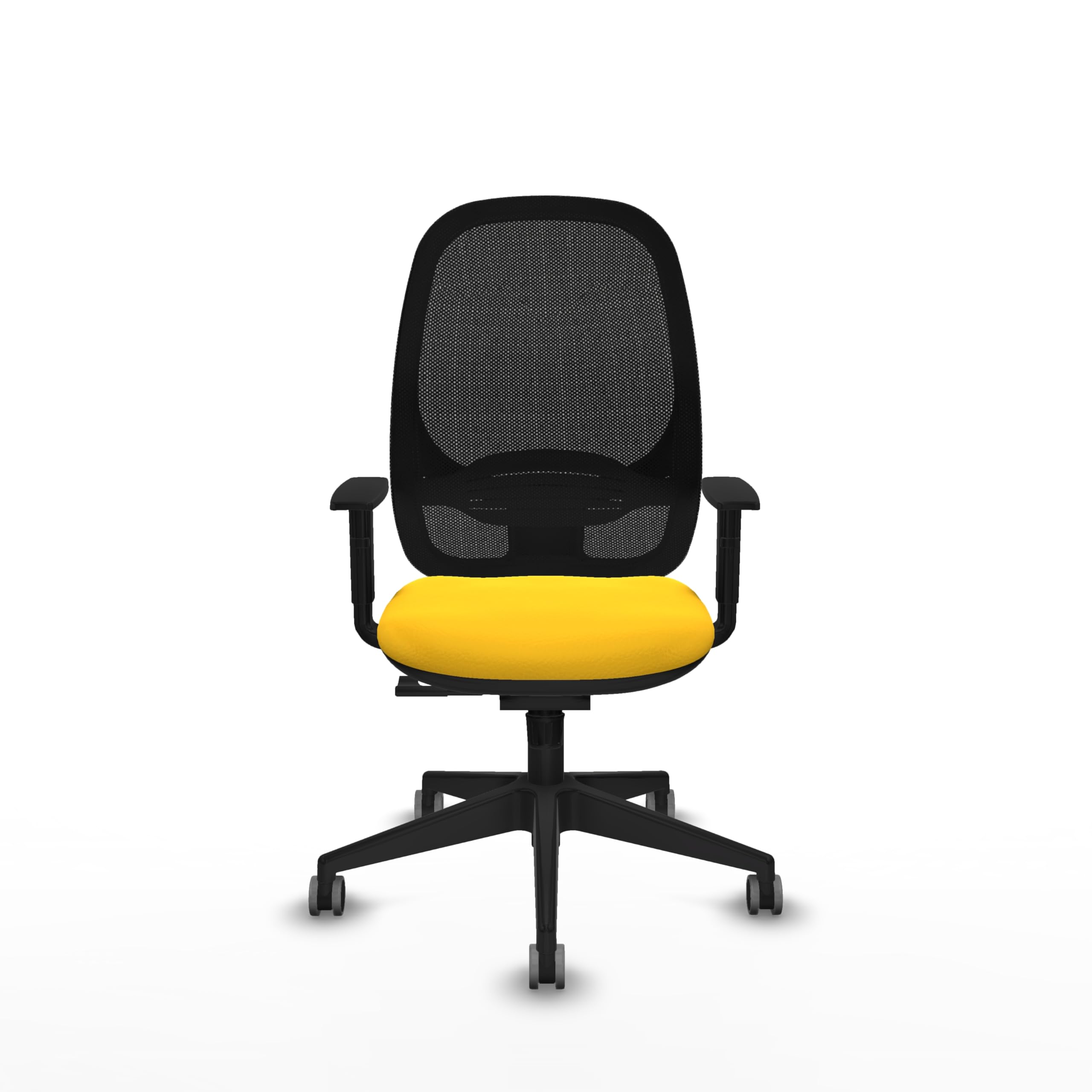 Piqueras y Crespo - Silla Escritorio Oposiciones Cilanco con Brazos 1D, Apoyo Lumbar Regulable en Altura. Equipado con Sincro 3 Posiciones y Espuma de Corte. Negro/Amarillo