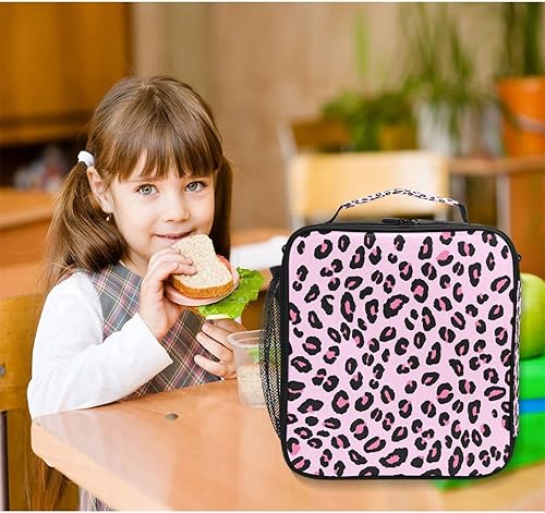 Miniatura 2 de ALAZA Lonchera con estampado de leopardo y guepardo rosa, bolsa de almuerzo aislada, bolsa de almuerzo para niñas, bolsa de almuerzo congelable,