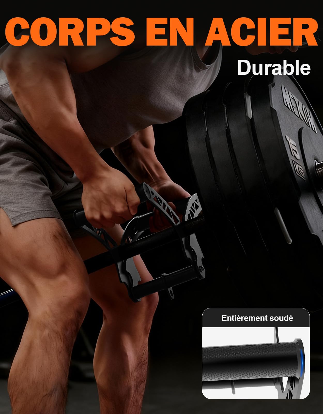 Fitarc Poignée de Tirage Barre en T à Largeur Réglable, Accessoire Landmine pour Barre d'Haltérophilie, Clips en U Poignée Landmine de Gym Accessoire Barre en V Exercice pour le Dos, les Bras, les