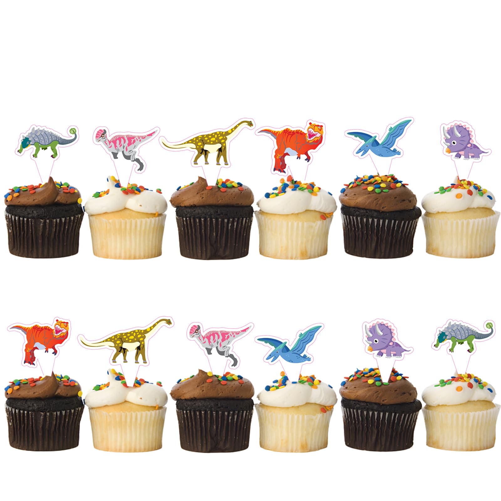 30 pcs Dinosaur Cupcake toppers for kids Birthday Party Dinosaur Cupcake Picks Decoration for Baby Shower Decoration Supplies