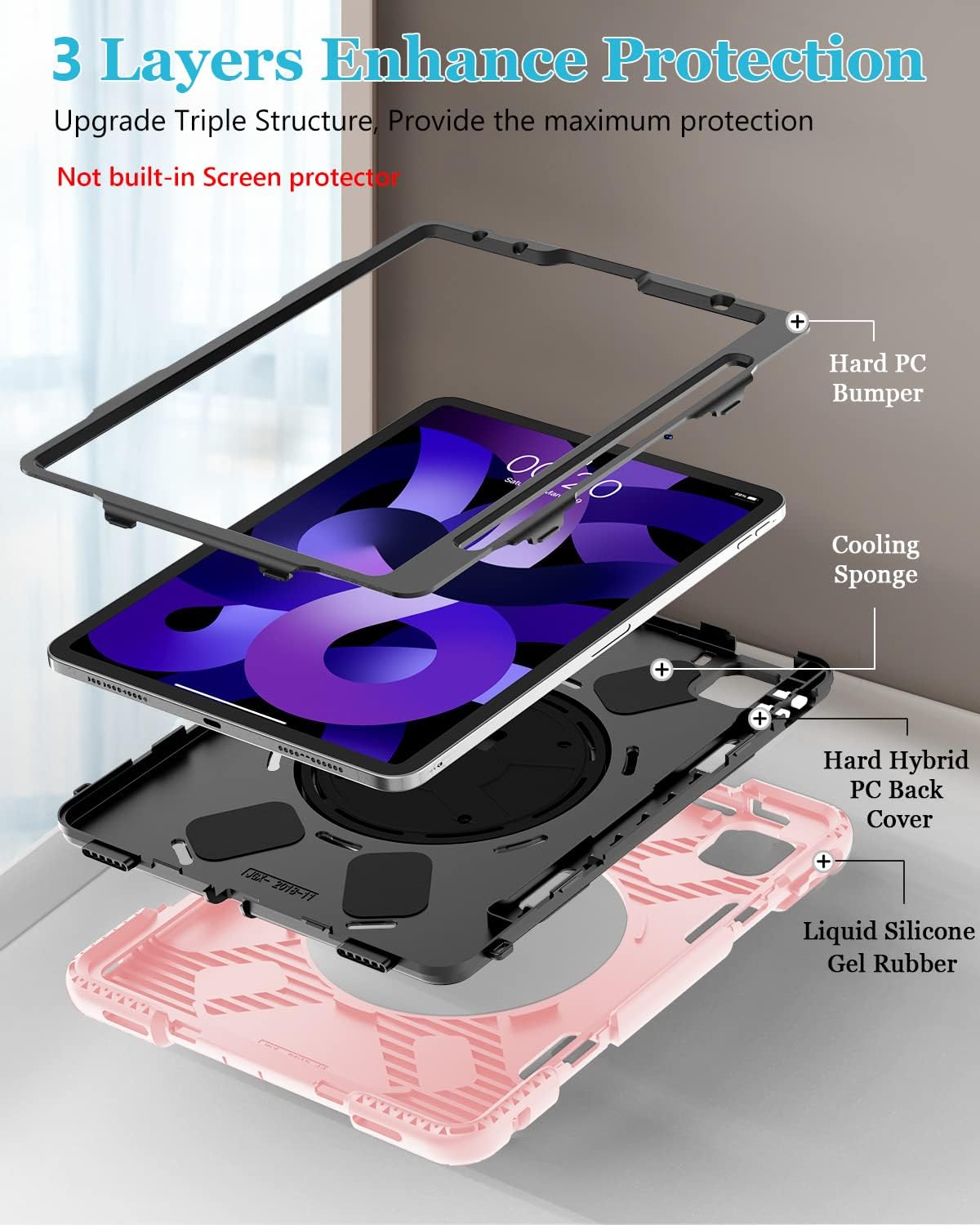 [Get 2] iPad Air 5th/4th Generation 10.9 Case Black+ iPad Air 5th/4th Generation 10.9 Case Pink