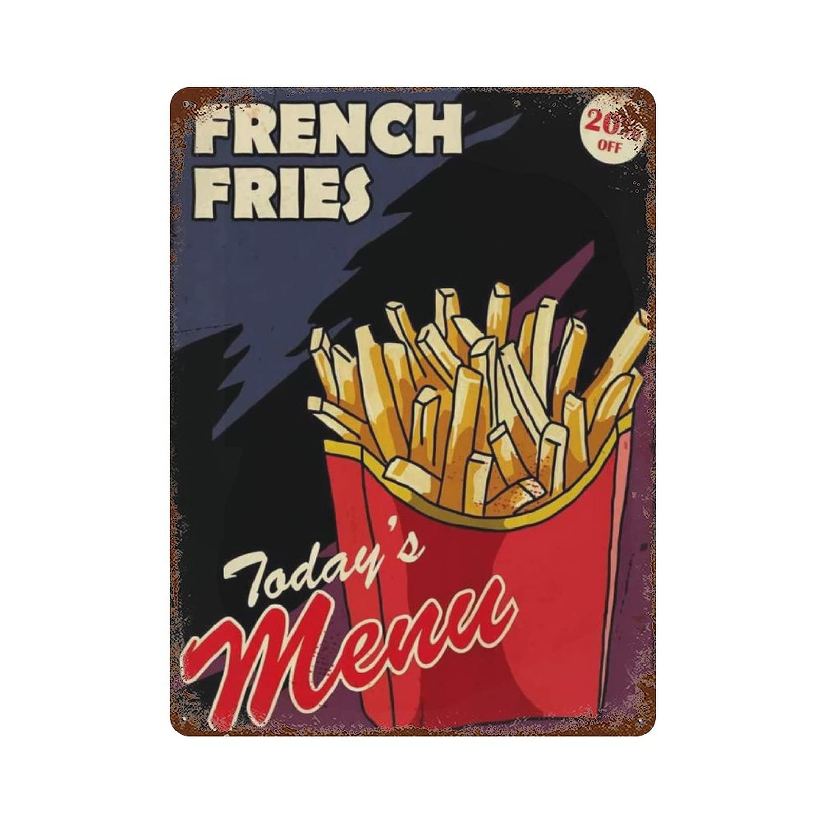 Targa in metallo vintage Fast Food – Patatine fritte francesi retrò – decorazione da parete per cucina, panetteria, caffetteria, ristorante (23