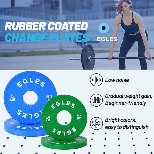 Miniatura 4 de Egles Juego de Placas de Cambio 1.25LB, 2.5LB, 5LB - Placas de Peso Recubiertas de Goma en Pares, Placas Bumper Olímpicas, Codificadas por Color,