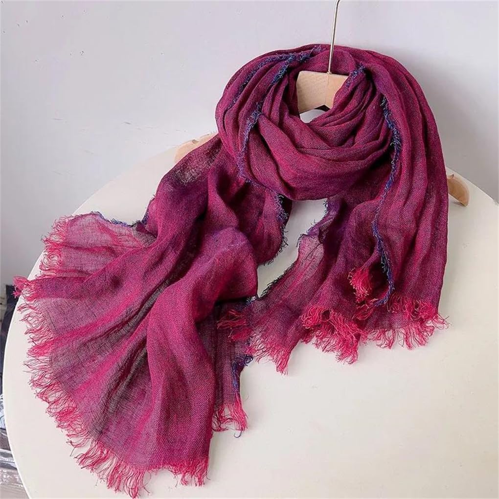 Men Linen Scarf Soft Warm Scarf Stretch Shawl Solid Color Lightweight Scarves