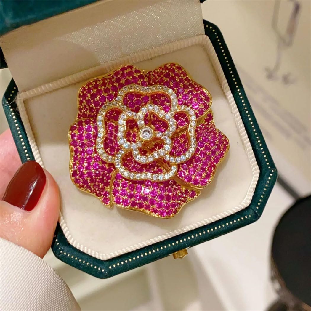 KKXXYQFC Damen Vintage Blumenbrosche, Funkelnde Strass-Blumennadel für Hochzeitsfeier