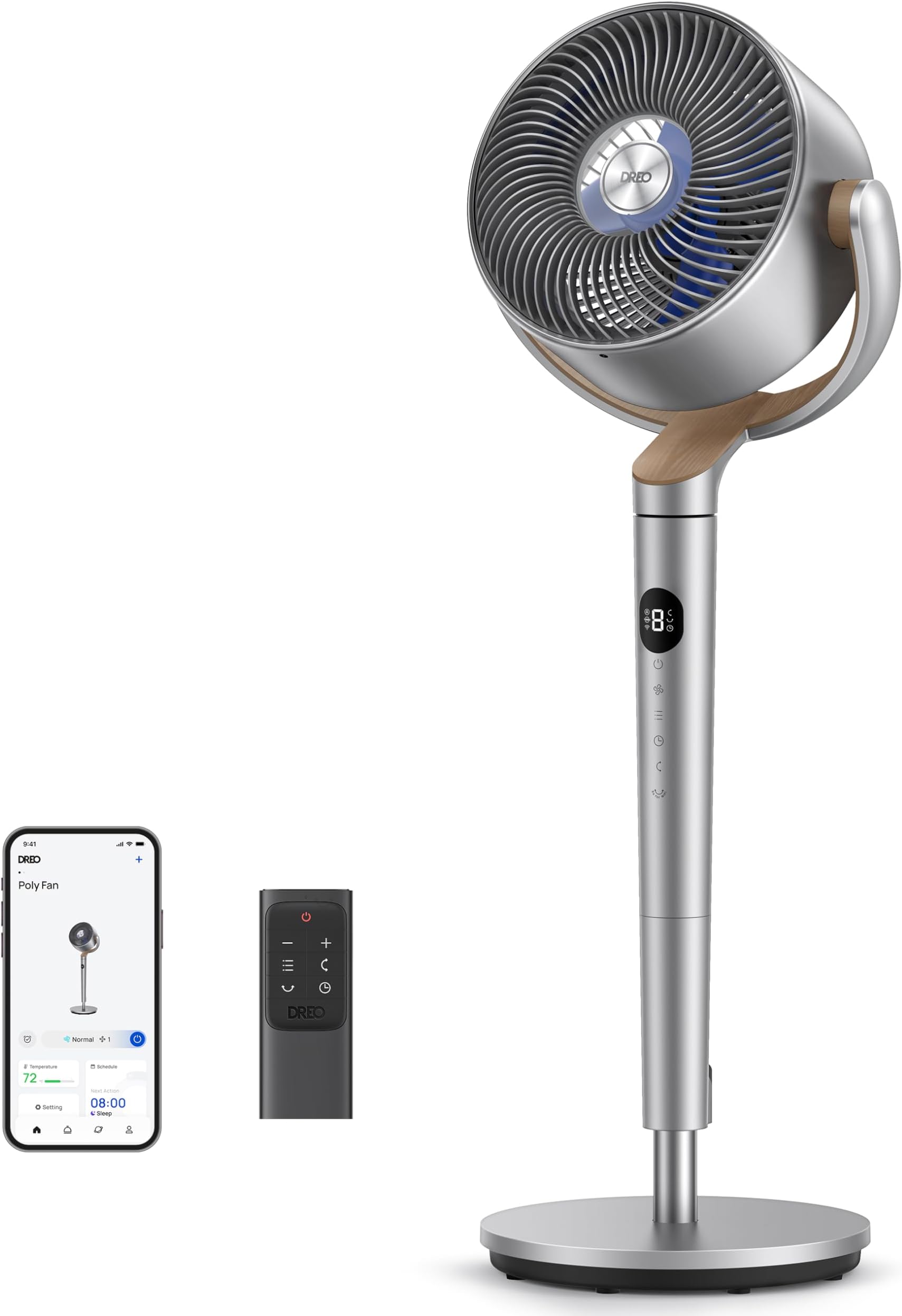 Standing Fan, 120°+120° Smart Oscillating Floor Fans with Wi-Fi/Voice Control, 85 ft Fan For Bedroom, DC Motor Quiet Fans, adjustable height, 8 Speeds, 6 Modes, 12H Timer, Office, Room