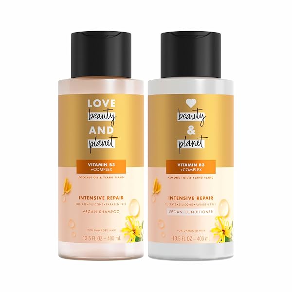 Love Beauty and Planet Shampoo & Conditioner with Coconut Oil & Ylang Ylang for Dry, Damaged Hair, No Parabens,Silicone