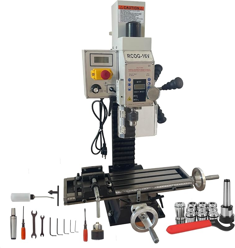 INTBUYING Mini Milling Drilling Machine Benchtop Mill Drill 5-1/2''x20'' Precision Hobby Milling Machine 600W MT2 Variable Speed Micro Feed with Spindle Drill Chucks for Metal Plastic Wood 110V