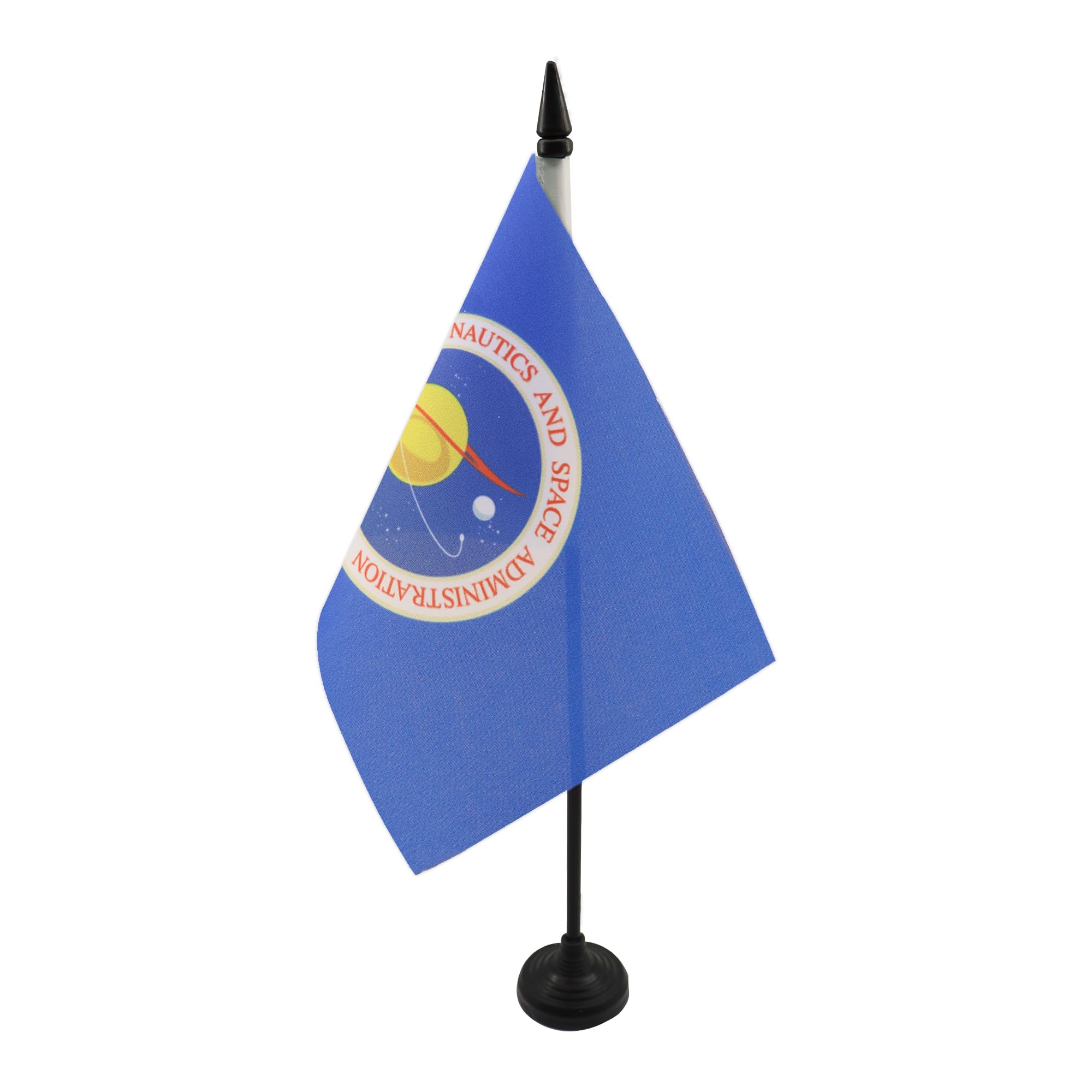 United States NASA Table Flag 5'' x 8'' - US National Aeronautics and Space Administration Desk Flag 21 x 14 cm - Black plastic stick and base - AZ FLAG
