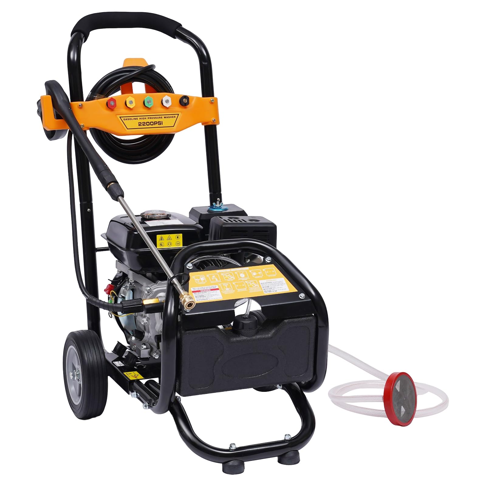 7.5HP Limpiador de Alta Presión | 2465PSI Limpiador de Alta Presión Profesional Gasolina | Limpiador de Superficie 3600RPM | Limpieza de Suelos, Plantas, Vehículos
