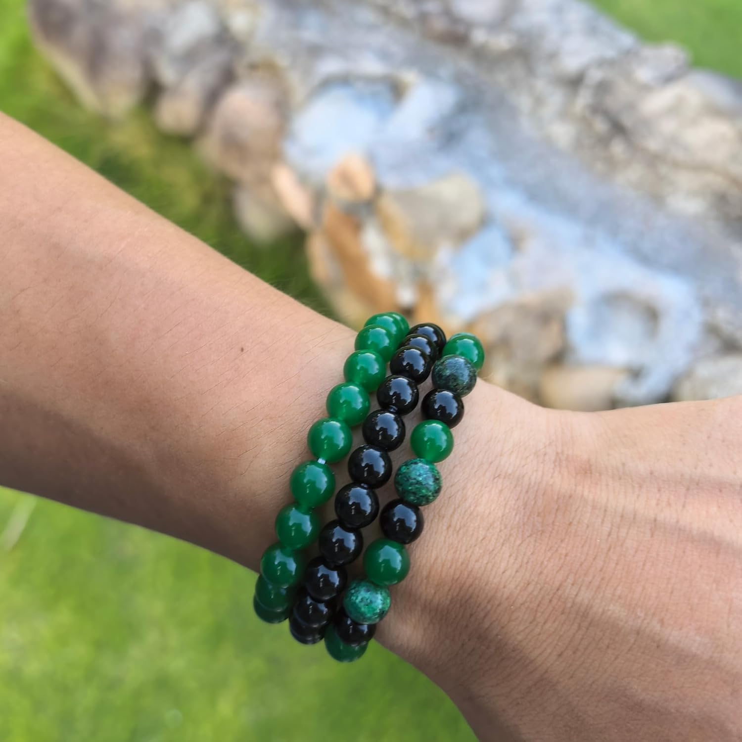 3pcs Wealth Money Bracelets,Healing Crystal Citrine African Turquoise Bracelets for Women Men,Lucky Feng Shui 8mm Natural Stone Green Aventurine Beaded Spiritual Gemstone Jewelry Gifts - Image 2