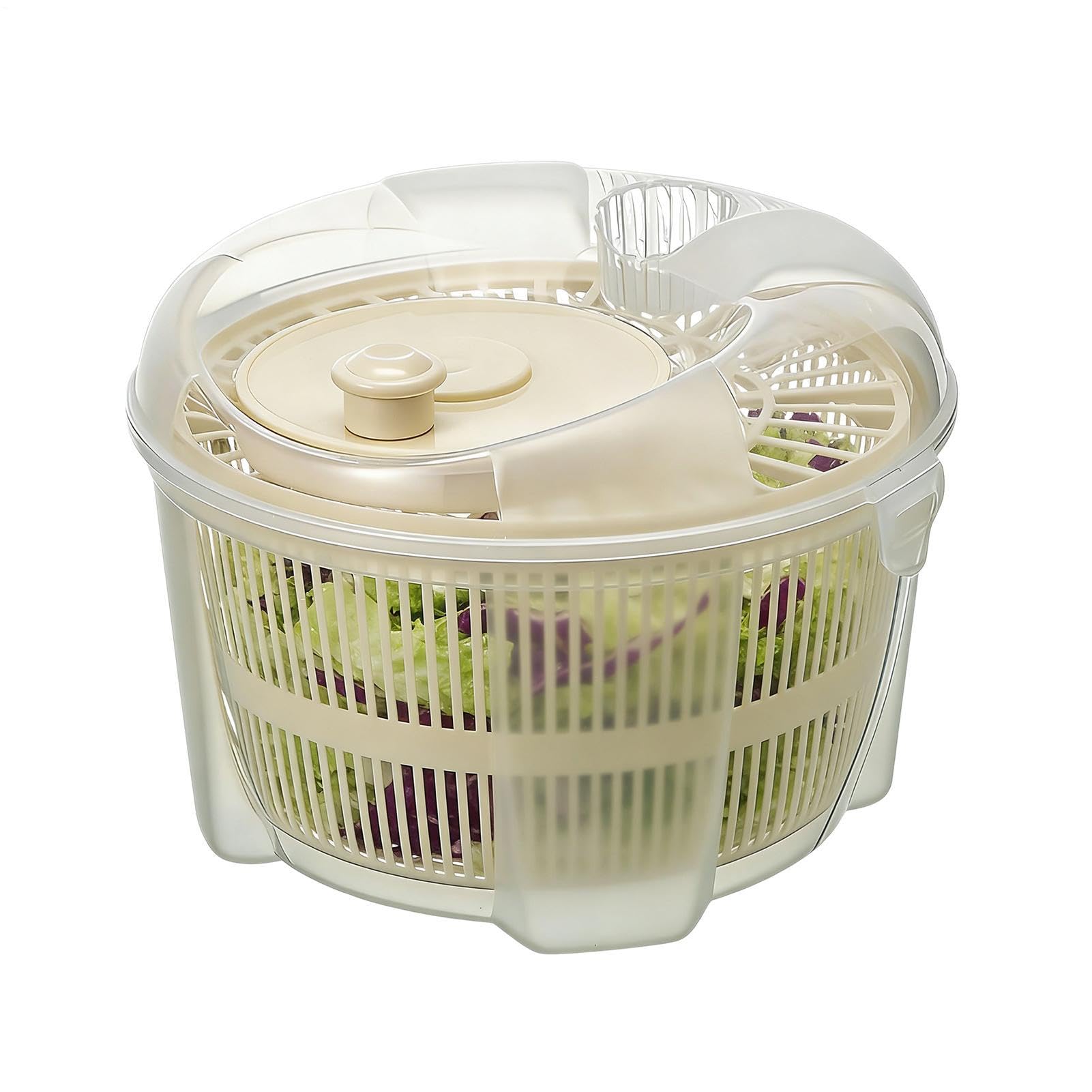 Centrifugador de ensalada – ABS 21 x 21 x 14 cm | Lavadora de verduras de gran capacidad | Escurridor de verduras manual giratorio cesta de secado de cocina colador de frutas lechuga ensalada
