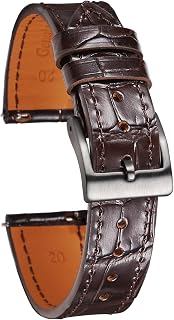 Hemsut Alligator Grain Leather Watch Band, Quick Release Genuine Leather Watch Strap 18mm,19mm, 20mm, 21mm 22mm for Men and Women