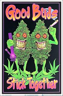 Good Buds Stick Together - Pot, Marijuana Blacklight Poster - Authentic Blacklight-Reactive Flocked Material - 23" x 35"