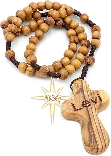 Miniatura 4 de Rosario personalizado de madera de olivo de Belén, nombre propio, regalos para niños, confirmación, primera comunión, bautismo para niños y niñas.