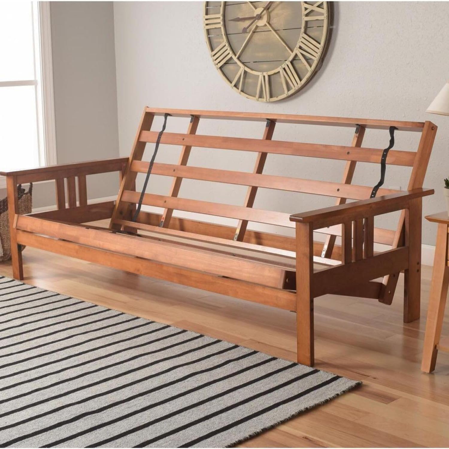 HomeStock Futon Frame Set with Mattress - Converts to Bed - Hardwood Sofa for Living Rooms Frame Only/Barbados