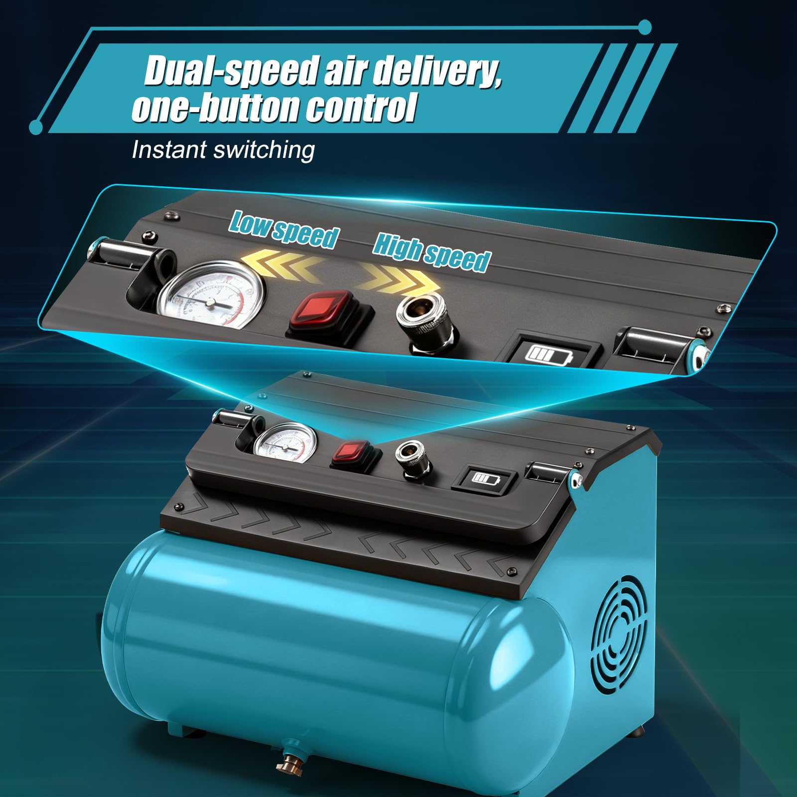 Compressore d'Aria 18V Compatibile Makita, Portatile 8L 8 Bar Senza Olio Brushless