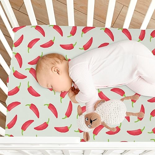 Miniatura 7 de Cartoon Chili Pepper Crib Sheets - Stretchy Fitted Crib Sheets for Boys Girls, Unisex Cozy Baby Crib Sheet 27 x 39 x 5 Inches