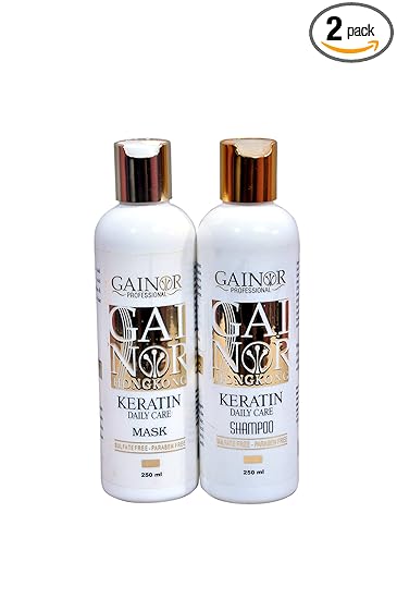 TMTKeratin Gainor Professional Keratin Shampoo + Mask 250ml Each For Men and Women Combo Set