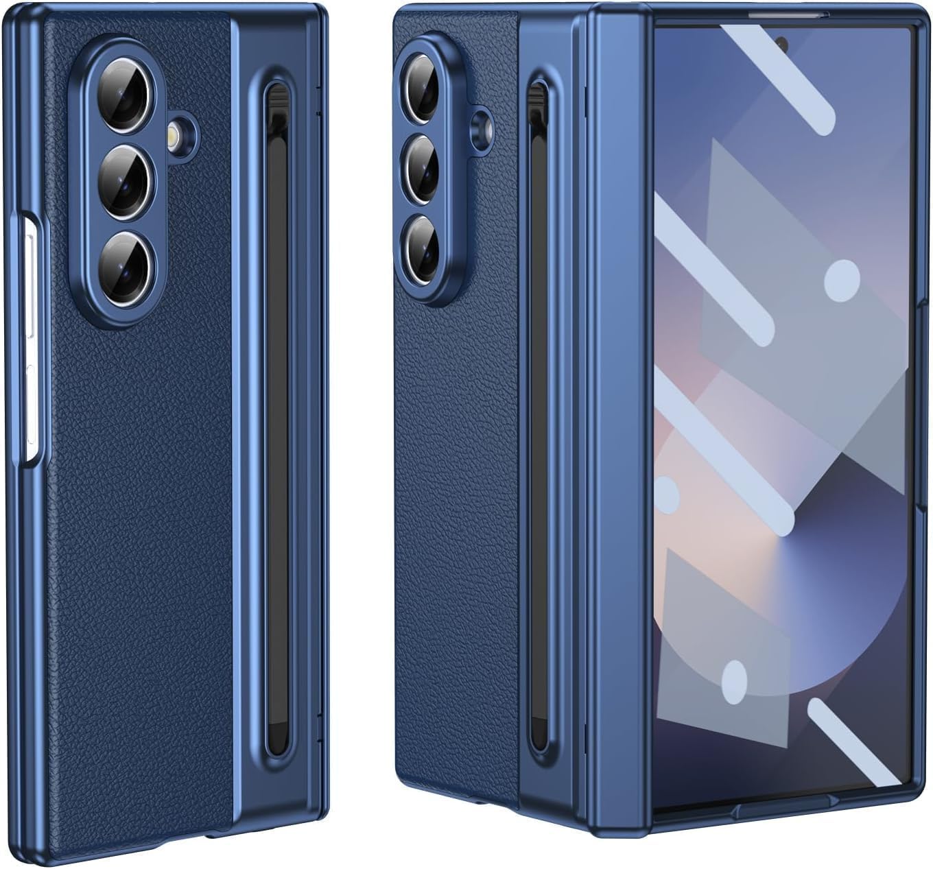 Luxury Vegan Leather Case for Samsung Galaxy Z Fold 5 (Blue) – Ultra Slim Protective Cover with S Pen Holder & Raised Camera Guards — Amazon image 12