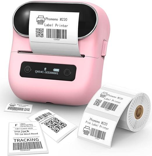 Phomemo Label PrinterM220 Label maker,Barcode Label Printer, 3.14 inch Bluetooth label maker