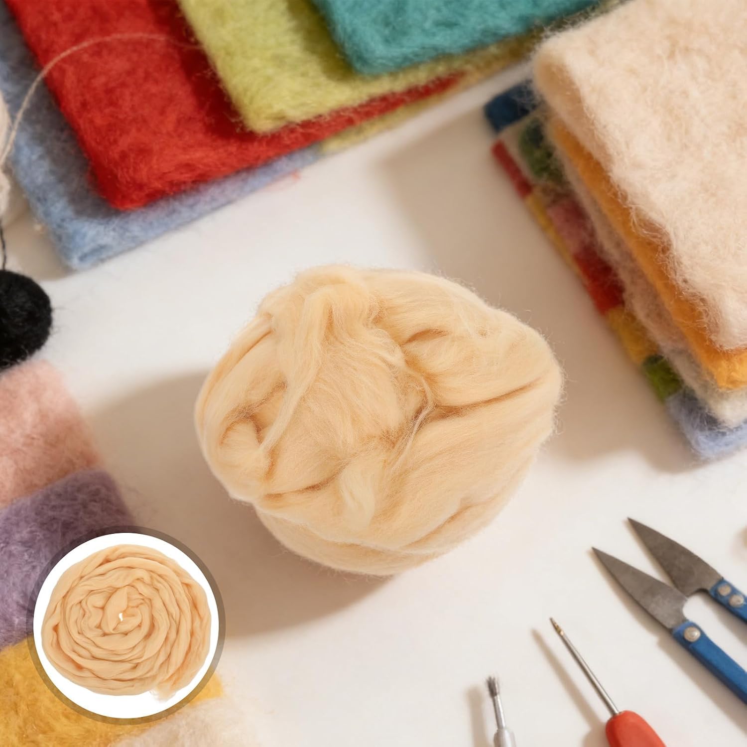 Wool Roving for Needle Felting, Beginner Craft Material 100g Bag