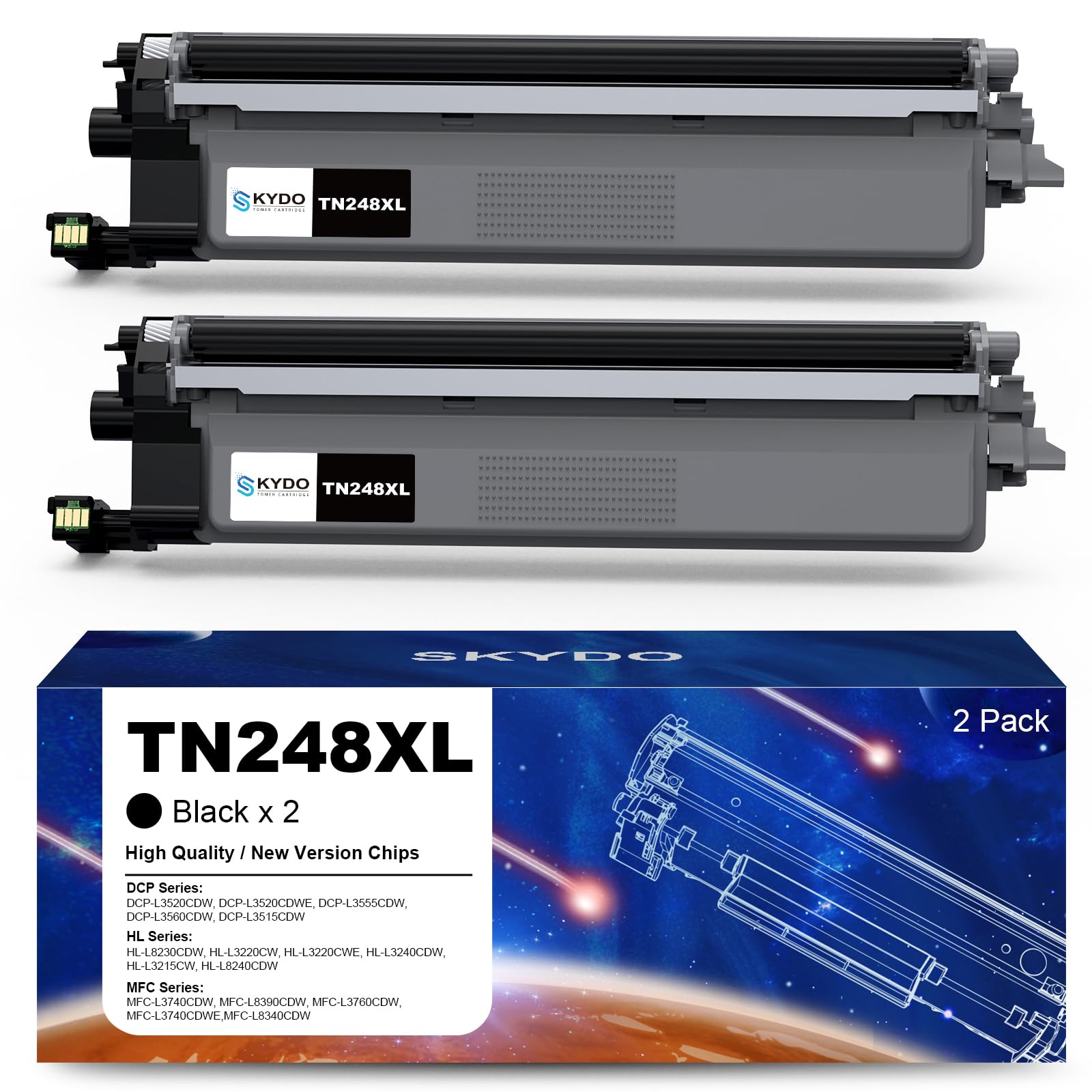 Skydo TN248XL Toner compatibile per brother TN248 TN 248XL TN-248XL per DCP-L3520CDW DCP-L3520CDWE HL-L8230CDW MFC-L3740CDW HL-L3220CW, 3000 pagine 2 Nero.