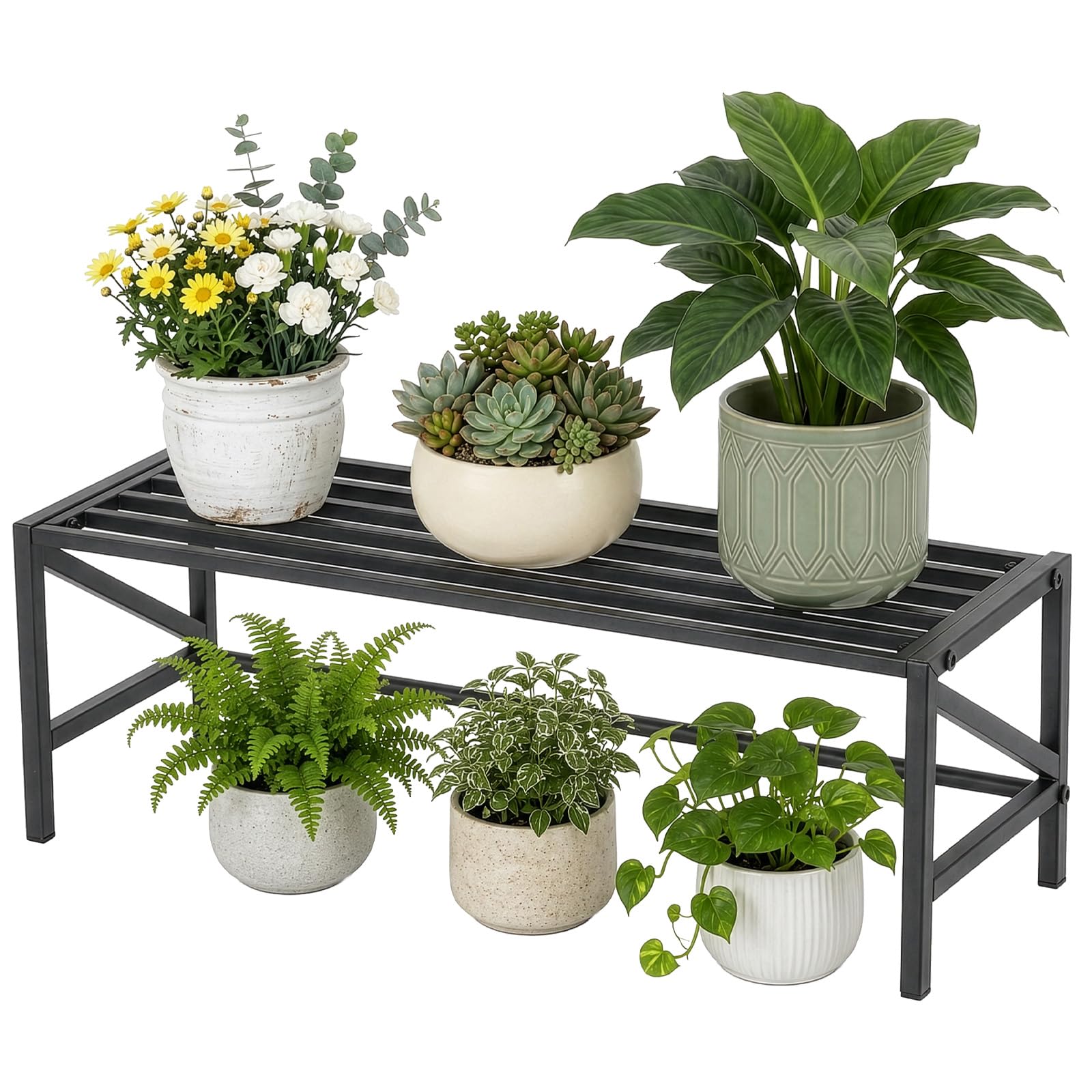 evergoods Heavy Duty Metal Plant Stand Indoor Outdoor Single-Tier Pot Rack