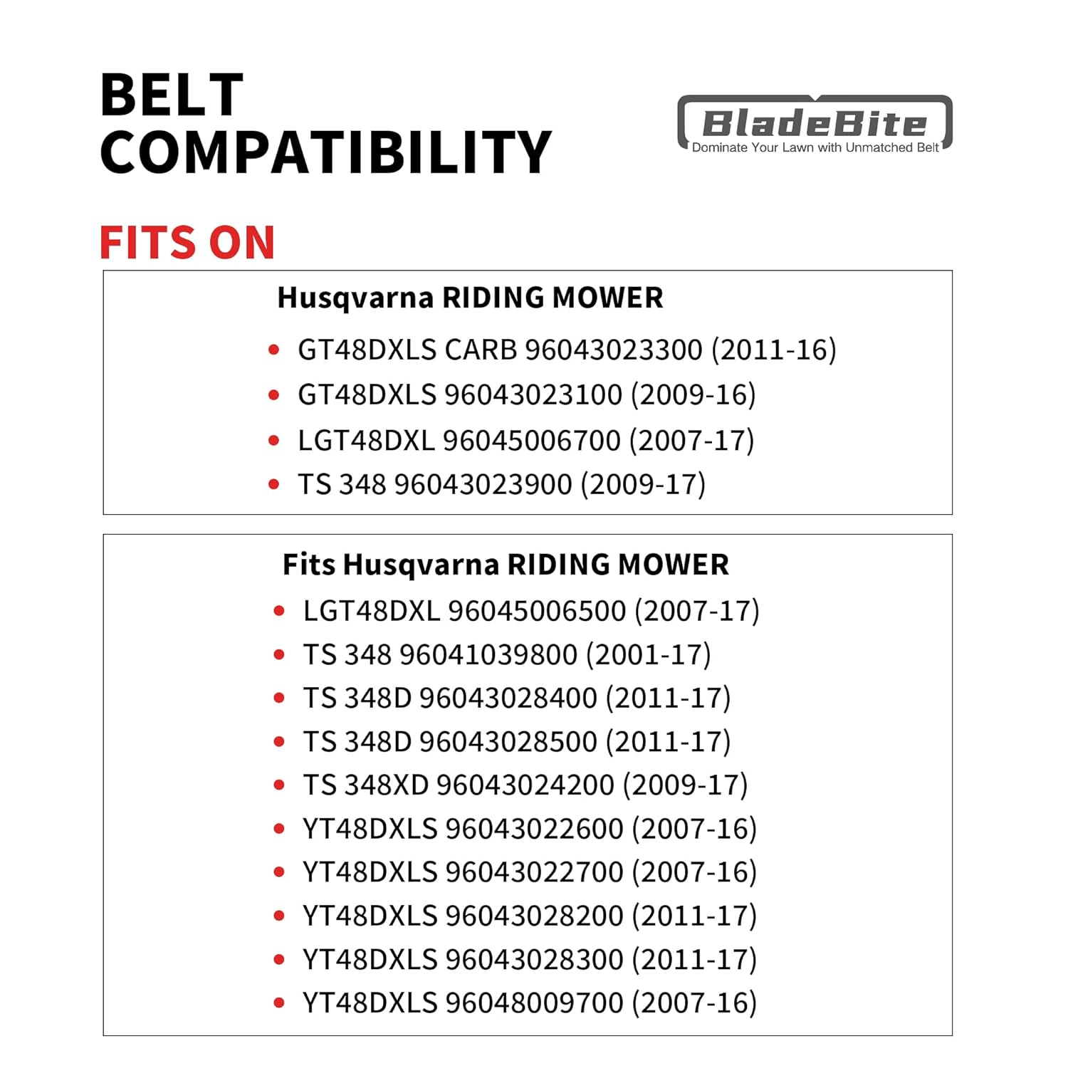 Deck Belt 588814301 / Kevlar Cord / 1/2" x 136 5/8" - Compatible with Husqvarna Some GT48DXLS TS348D TS348 YT48DXLS