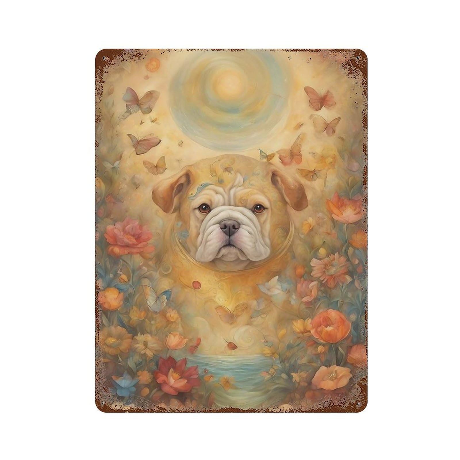 Dog0008 Rust Effect Tin Sign 15.7"x11.8", Farmhouse Wall Decor for Farmhouse, Kitchen And Entryway Decor