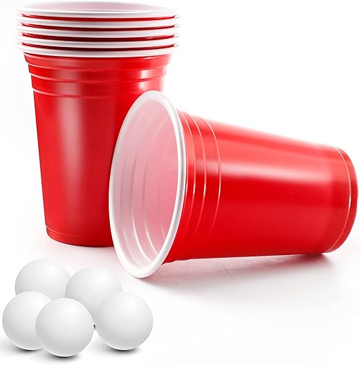 Elegance Wonders Large Red Plastic Cups Reusable Red Cups 50Pcs (12oz