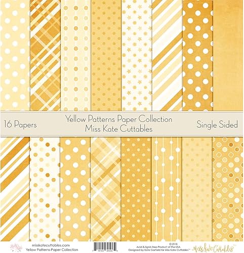 Miniatura 4 de Paquete de papel de patrón  Patrones amarillos  Papel especial premium para álbumes de recortes, colección de una cara de 12 x 12 pulgadas, incluye