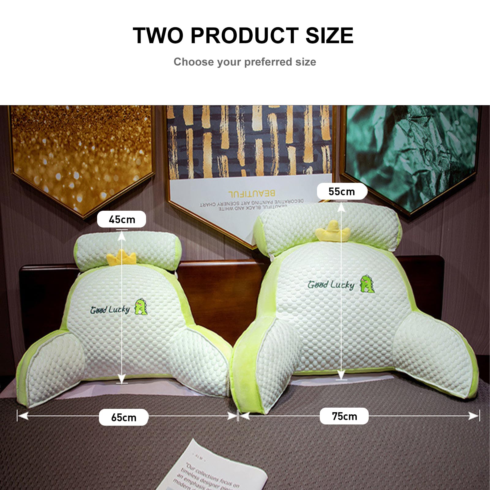 Lesekissen Blau mit Abnehmbarer Nackenrolle & Armlehnen für Bett und Sofa-Ergonomisches Rückenkissen Nackenstützkissen für Erwachsene-Waschbarer Bezug-Lesesitzkissen zum Lesen,Fernsehen 70×50cm