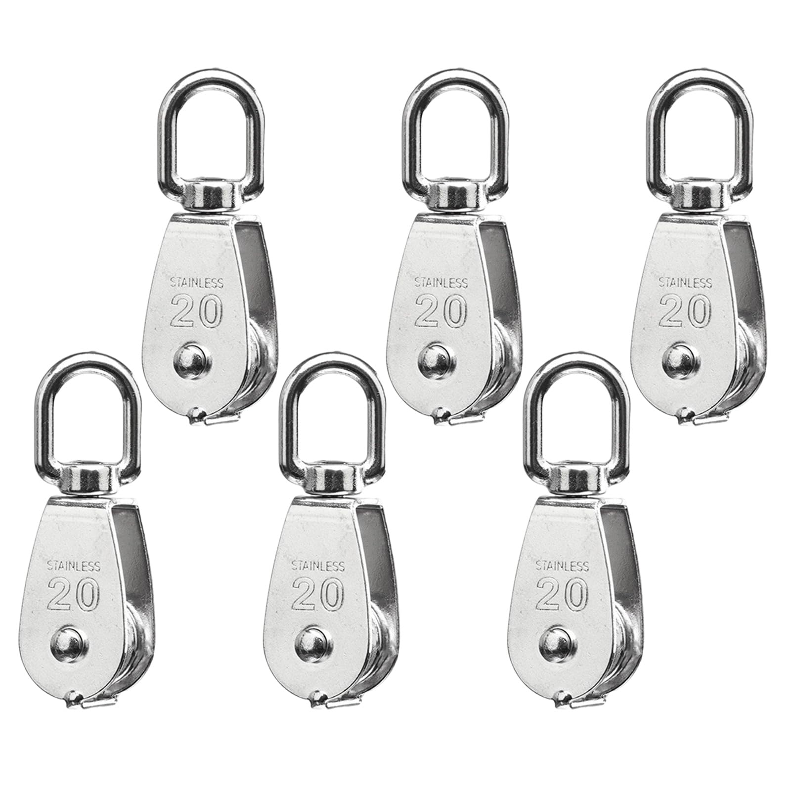 6Pcs Heavy Duty Stainless Steel Pulleys M20 Size for Smooth and Quiet Lifting Operations in Industrial Setting Steel Pulley